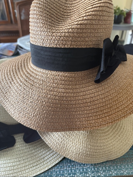Accessories - 3 Wide Brim Straw Sun Hats with Black Ribbon NWOT